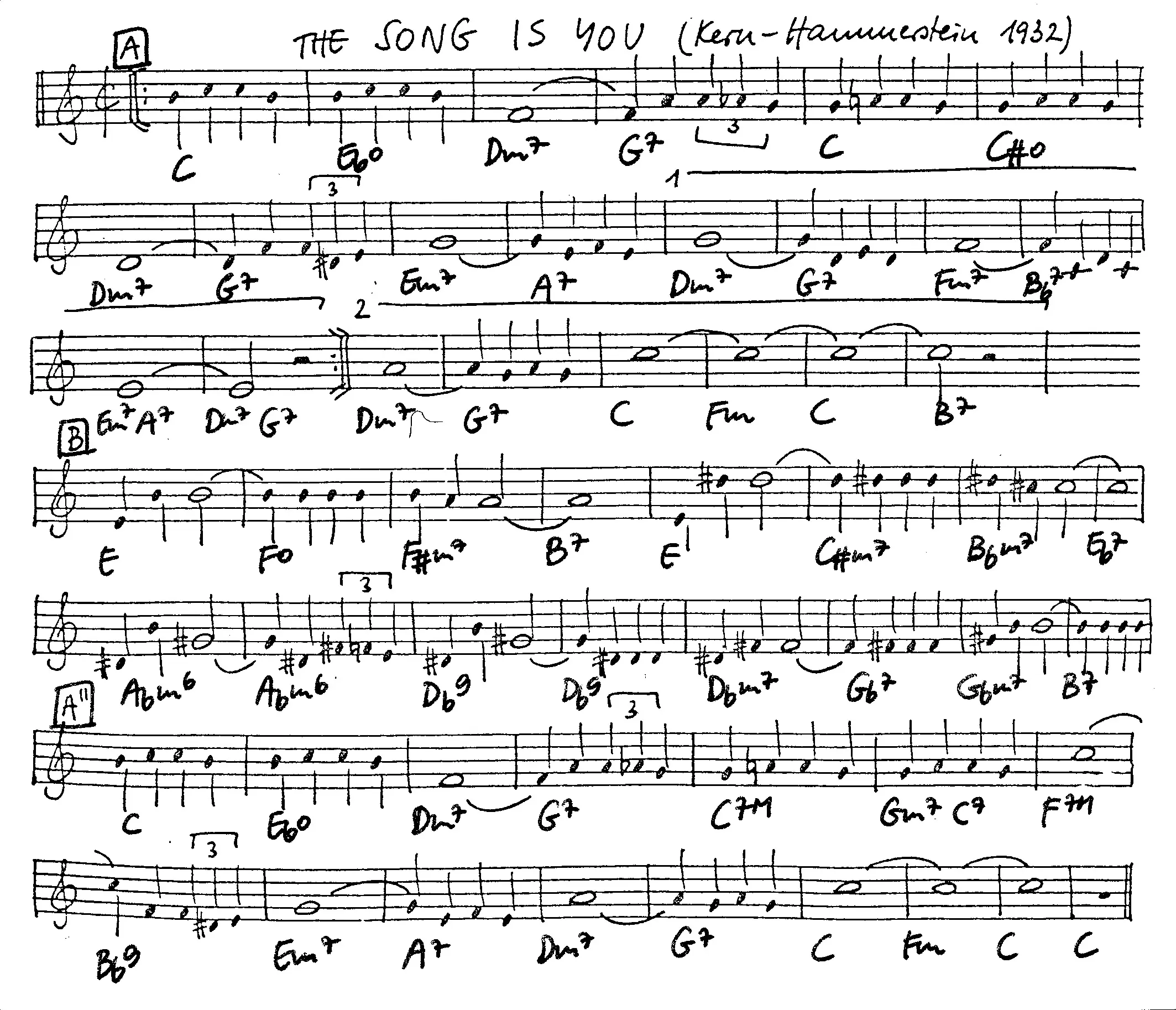 the song is you free jazz leadsheet - Courtesy of the Jungle Jazz Band